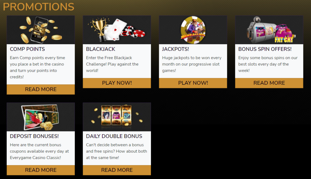 Everygame Classic Casino Bonus Offers Promotions