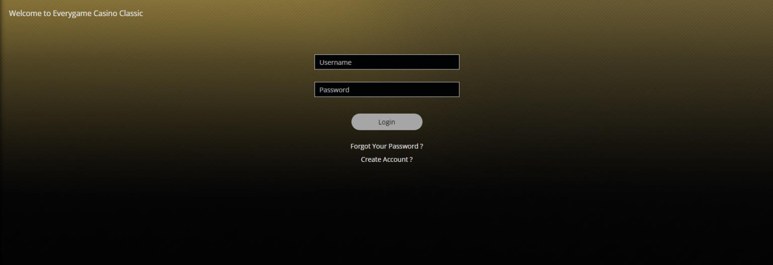 EveryGame Classic Casino Login Page Every Game